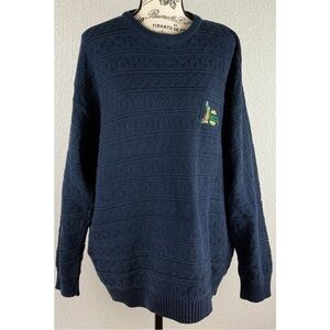 Blarney Woolen Mills Pullover Crewneck Sweater Ireland Celtic Embroidery Large